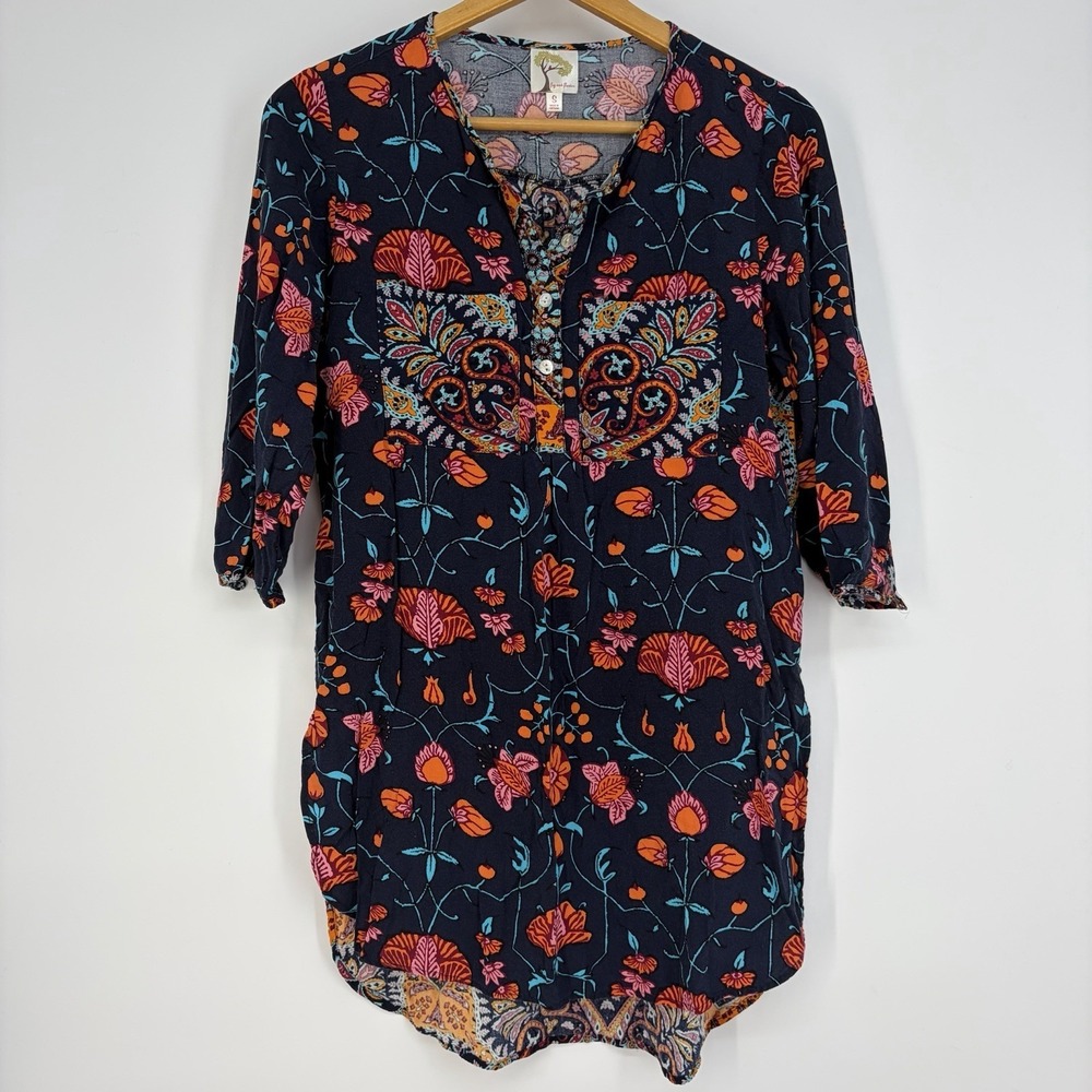 Anthropologie Fig & Flower Print Tunic/Dress Size Small‎